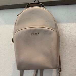 Furla Leather Backpack Cream Taupe Model Bag
